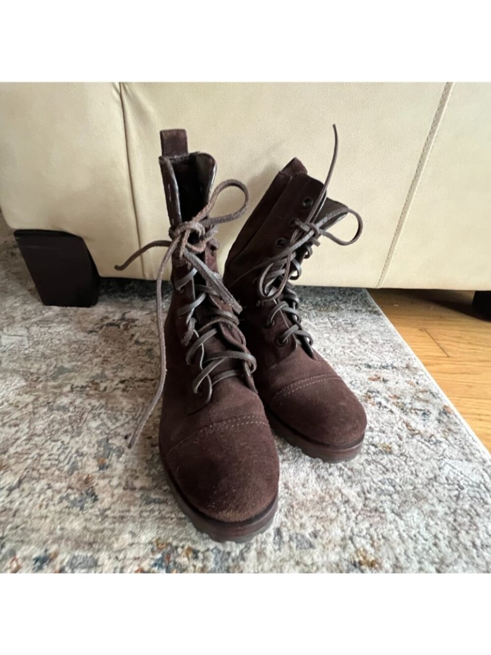 Tori Burch Women's Size 5M Dark Brown Suede Broome Combat Boots - Picture 2 of 6